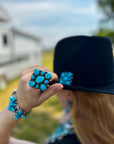Complete Squash Blossom Set – Kingman Turquoise – Sterling Silver – Navajo Made by Wilson Dawes