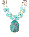 Baron Blue Turquoise Magnesite Pendant Statement Necklace