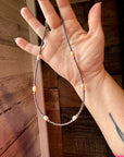 5 fresh water pearls Choker And Sterling Silver Pearls