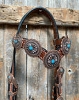 Medium Oil Navajo Style Copper Turquoise Browband & Breastcollar Tack Set