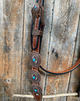 Medium Oil Navajo Style Copper Turquoise Browband & Breastcollar Tack Set