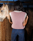 The Woven Horseshoe Sweater Vest in Pink