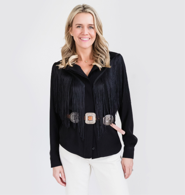 MASON by MASON'S DAUGHTER | Loretta Western Fringe Top, Black