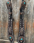 Dark Oil Buckstitch Copper and Turquoise Browband / One Ear / Breastcollar Buckstitch Tack Set