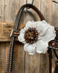 Dark Oil Copper Dot White and Topaz Browband / One Ear Tack Set