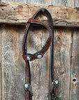 Medium Oil Floral Scalloped Clear Browband / One Ear / Breastcollar Buckstitch Tack Set