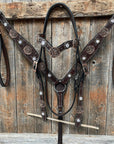 Dark Oil Floral Tooled Roses Browband & Breastcollar Tack Set