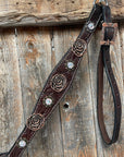 Dark Oil Floral Tooled Roses Browband & Breastcollar Tack Set