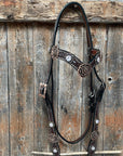 Dark Oil Floral Tooled Roses Browband & Breastcollar Tack Set