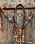 Light Oil Basketweave Clear Browband/One Ear Tack Set