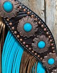 Dark Oil Copper Dot Turquoise Browband/One Ear Tack Set