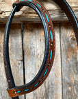 Hand Painted Two Tone Clear/Turquoise Browband / One Ear / Breastcollar Tack Set
