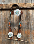 Zebra Turquoise and White Browband / Breastcollar Tack Set