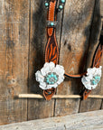 Zebra Turquoise and White Browband / Breastcollar Tack Set