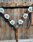 Zebra Turquoise and White Browband / Breastcollar Tack Set
