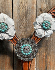 Zebra Turquoise and White Browband / Breastcollar Tack Set