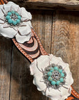 Zebra Turquoise and White Browband / Breastcollar Tack Set