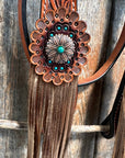 Honey Colored Floral Copper and Turquoise Tack Set