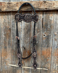 Copper Dot Honeycomb Rose Browband / One Ear Tack Set