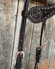 Copper Dot Honeycomb Rose Browband / One Ear Tack Set