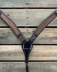 Two Tone Honeycomb Copper Flower Browband/One Ear Headstall & Breastcollar Tack Set