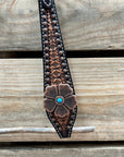 Two Tone Honeycomb Copper Flower Browband/One Ear Headstall & Breastcollar Tack Set