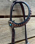 Two Tone Honeycomb Copper Flower Browband/One Ear Headstall & Breastcollar Tack Set