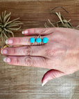 3-Stone Kingman Turquoise Ring – Size 9.5 Sterling Silver