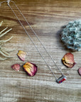 Bar Necklace Pink Dahlia & Sterling Silver