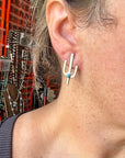 Cactus Stud Earrings – Sterling Silver with Kingman Turquoise, Native Made