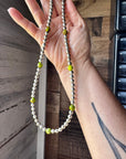 Silver-Plated Chain Necklace – 6mm Beads & 8mm Green Variscite – 18.5"