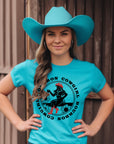 Bourbon Cowgirl Logo Turquoise Tshirt - Bourbon Cowgirl
