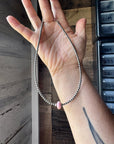Sterling Silver Pearl Choker – Pink Conch Saucer Center – 14.5" + Extender