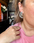 Big Half Cluster Sterling silver stud earrings