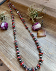 NFR Collection Necklace – Sterling Silver Torpedo Pearls with Red Spiny Oyster – Handmade by The Bijoux FAB – 39"