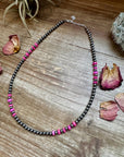 17 inch long Pink opal faceted & Sterling Silver Pearls