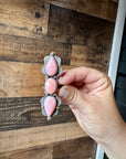Long Ring -adjustable - pink conch and sterling silver III