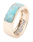 Inlay Blue Chrysocolla and Golden Band Ring