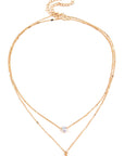 Gold Layered Rhinestone Pendant Necklace