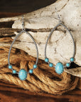 Silver Western Turquoise Water Drop Hook Earrings