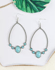 Silver Western Turquoise Water Drop Hook Earrings