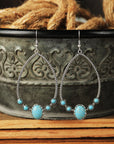 Silver Western Turquoise Water Drop Hook Earrings