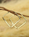 Gold Minimalist Square Hoop Earrings
