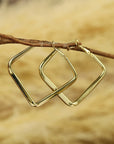 Gold Minimalist Square Hoop Earrings