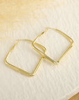 Gold Minimalist Square Hoop Earrings