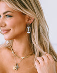 Brown Glittering Football Pendant Earrings