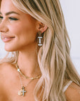 Brown Glittering Football Pendant Earrings