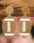 Brown Glittering Football Pendant Earrings