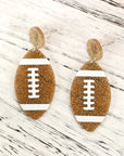 Brown Glittering Football Pendant Earrings