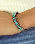 Green Boho Turquoise Gem Beaded Open Bracelet